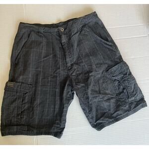 Wrangler Men’s Size 32 Regular Gray Plaid Zip Fly Belt Loop Cargo Cotton Shorts